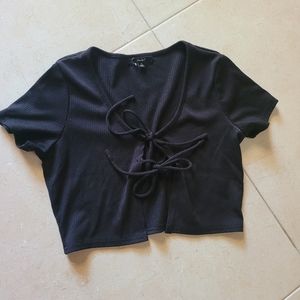 Croped top front tie jacket vest